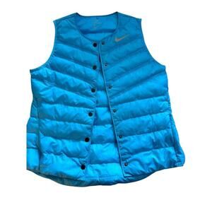 Nike Women's Blue Aeroloft Golf Button Front Puffer Vest Size Medium